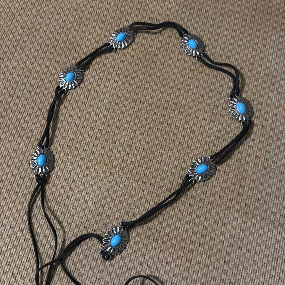 Black Belt w/turquoise beads